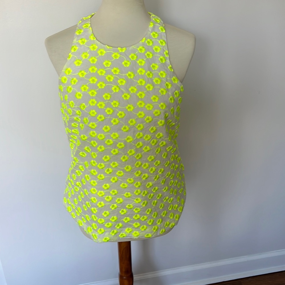 Cute J Crew sleeveless neon yellow floral top size 8